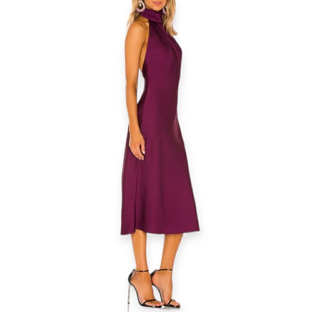 Lovers & Friends Raya midi dress Size Xl Halterneck Satin Revolve - Picture 4 of 9